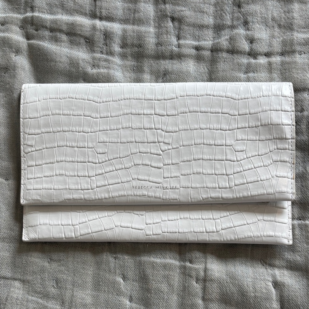Rebecca Minkoff Ivory Croc Embossed Wallet Clutch